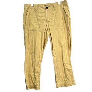 J. Jill Stretch Capri Pants Womens Sz 10 Yellow Cargo Chino Crop Outdoor Hiking